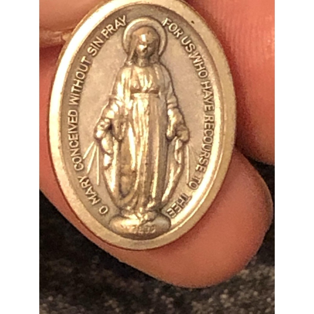 Vintage O Mary Conceived Without Sin Pendant or Charm Made in Italy